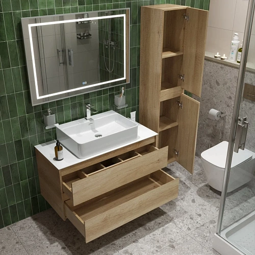 Тумба со столешницей и раковиной BelBagno KRAFT 100 kraft100rnn-kepbo-1338-set подвесная KRAFT100RNN-KEPBO-1338-SET Тумба со столешницей и раковиной BelBagno KRAFT 100 kraft100rnn-kepbo-1338-set подвесная KRAFT100RNN-KEPBO-1338-SET