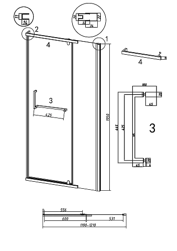 Душевая дверь GROSSMAN Pragma 100.K33.03.120.21.00 (120x195) черный матовый, стекло прозрачное Душевая дверь GROSSMAN Pragma 100.K33.03.120.21.00 (120x195) черный матовый, стекло прозрачное