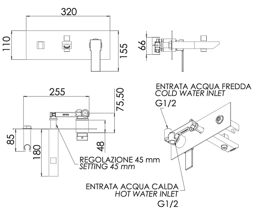 Смеситель для ванны Remer Qubika Q04 Смеситель для ванны Remer Qubika Q04