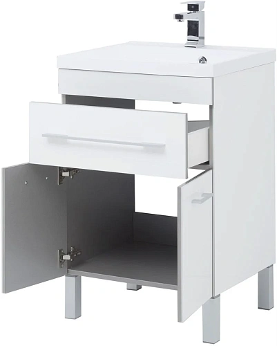 Тумба под раковину Aquanet Верона 58 белый (напольная 1 ящик 2 дверцы) 00182507 Тумба под раковину Aquanet Верона 58 белый (напольная 1 ящик 2 дверцы) 00182507