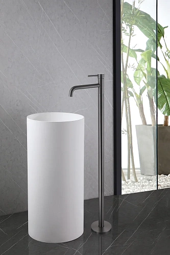 Смеситель для раковины ABBER Wasser Kreis AF8140NG напольный никель Смеситель для раковины ABBER Wasser Kreis AF8140NG напольный никель