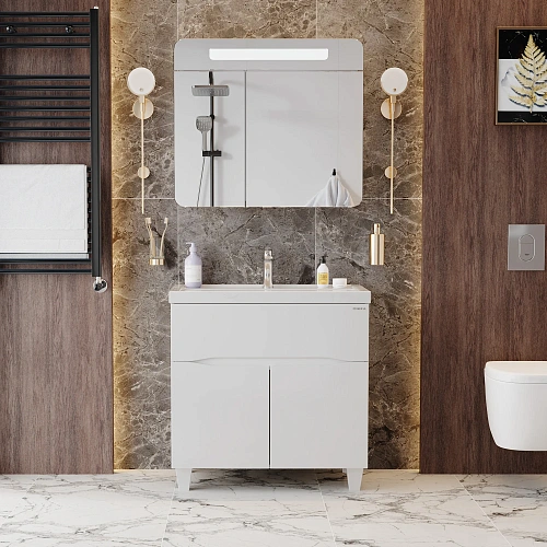 Тумба под раковину Onika Стрим 80 см 108059 напольная, белая (для Фостер 80) Тумба под раковину Onika Стрим 80 см 108059 напольная, белая (для Фостер 80)