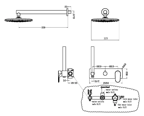 Душевая система Boheme SPECTRE 454-BR Bronze Душевая система Boheme SPECTRE 454-BR Bronze