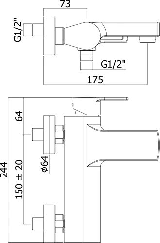 Смеситель для ванны Paffoni Ringo RIN022NO Смеситель для ванны Paffoni Ringo RIN022NO