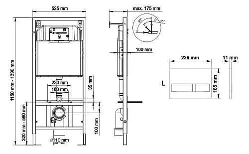 Инсталляция для унитаза BERGES NOVUM L3 с кнопкой смыва, хром глянец 040213 Инсталляция для унитаза BERGES NOVUM L3 с кнопкой смыва, хром глянец 040213