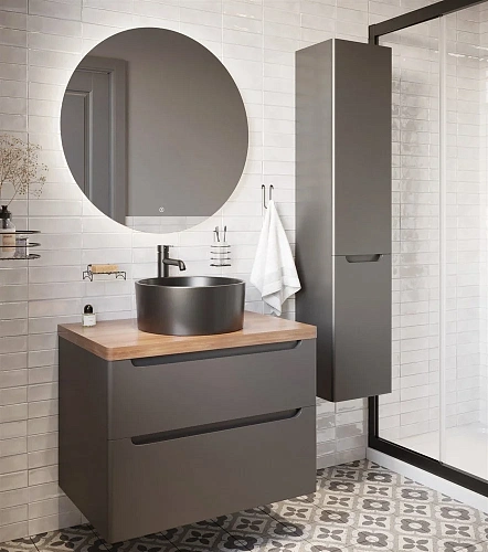 Комплект мебели STWORKI Берген 80 серая с темной столешницей, с раковиной на выбор 549495 Комплект мебели STWORKI Берген 80 серая с темной столешницей, с раковиной на выбор 549495