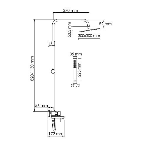 Душевая система WasserKRAFT A177.118.103.087.CH хром Душевая система WasserKRAFT A177.118.103.087.CH хром