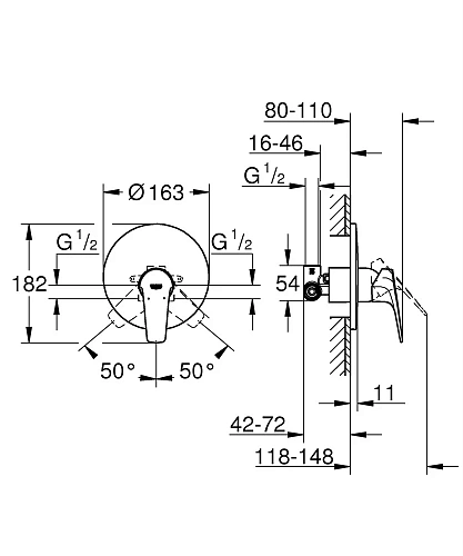 Смеситель для душа GROHE Start Flow, встраиваемый, со встроенным механизмом (29116000) Смеситель для душа GROHE Start Flow, встраиваемый, со встроенным механизмом (29116000)