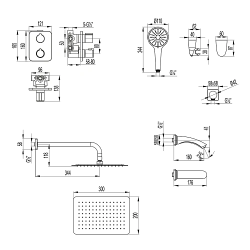 Душевая система Lemark Bronx LM3742GM термостатическая, встраиваемая, графит Душевая система Lemark Bronx LM3742GM термостатическая, встраиваемая, графит