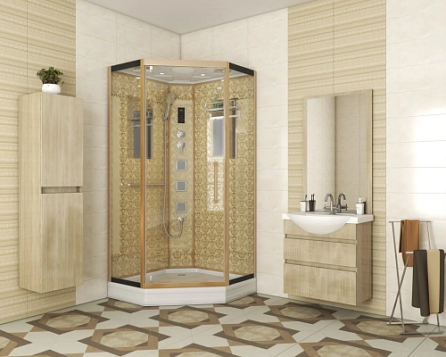 Душевая кабина Niagara Luxe NG-7717G (1000x1000х2150) низкий поддон стенки золото Душевая кабина Niagara Luxe NG-7717G (1000x1000х2150) низкий поддон стенки золото