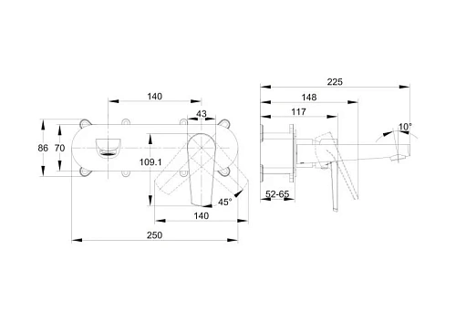 Смеситель для раковины Cersanit MODUO (A64096) встраиваемый однорычажный 64096 Смеситель для раковины Cersanit MODUO (A64096) встраиваемый однорычажный 64096