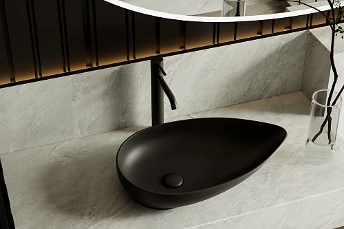 Раковина ABBER Bequem AC2117MB накладная, черная матовая Раковина ABBER Bequem AC2117MB накладная, черная матовая