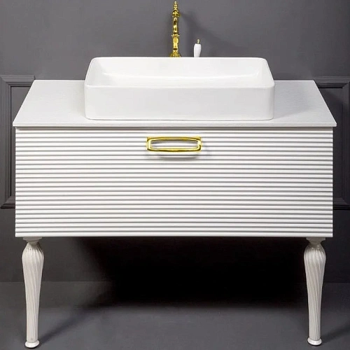 Тумба под раковину Boheme Linea 100 белая + Золото 842-100-WG Тумба под раковину Boheme Linea 100 белая + Золото 842-100-WG