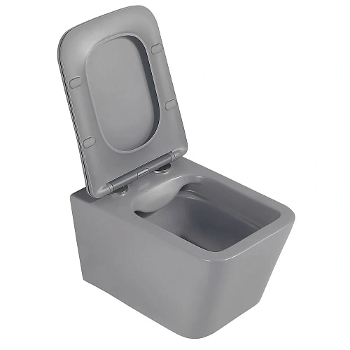 Унитаз подвесной ABBER Rechteck AC1201MG серый матовый, безободковый с крышкой микролифт Унитаз подвесной ABBER Rechteck AC1201MG серый матовый, безободковый с крышкой микролифт