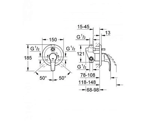 Смеситель для душа GROHE Eurosmart (33305001) встраиваемый, хром Смеситель для душа GROHE Eurosmart (33305001) встраиваемый, хром