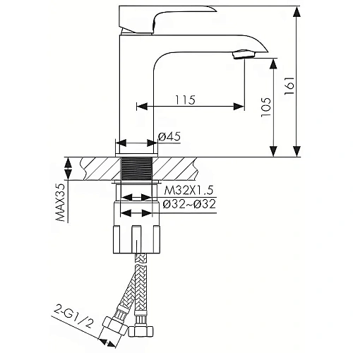 Смеситель для раковины Kaiser Nove 06011 Смеситель для раковины Kaiser Nove 06011