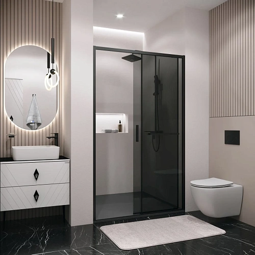 Душевая дверь GROSSMAN Style 100.K33.05.110.21.10 (110x195) черный матовый, стекло тонированное Душевая дверь GROSSMAN Style 100.K33.05.110.21.10 (110x195) черный матовый, стекло тонированное