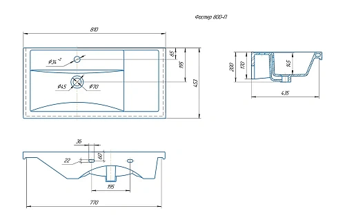 Раковина Kirovit Фостер 80 453424 Раковина Kirovit Фостер 80 453424