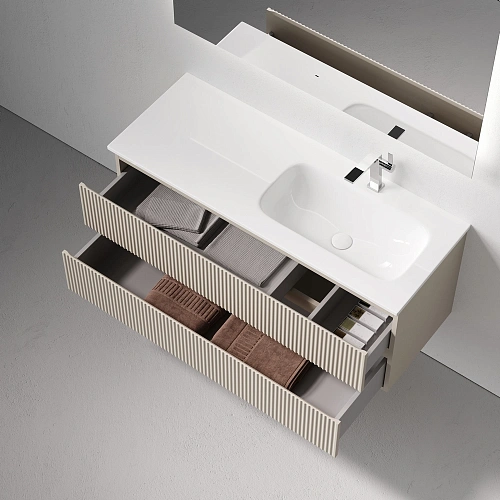 Тумба под раковину SANCOS Snob SNR120RCE R правая 1195х445х500 Beige Soft подвесная Тумба под раковину SANCOS Snob SNR120RCE R правая 1195х445х500 Beige Soft подвесная