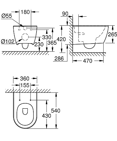 Унитаз подвесной GROHE Essence Ceramic, альпин-белый (3957100H) Унитаз подвесной GROHE Essence Ceramic, альпин-белый (3957100H)