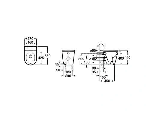 Унитаз приставной Roca Inspira Round 560 rimless 347526000 Унитаз приставной Roca Inspira Round 560 rimless 347526000