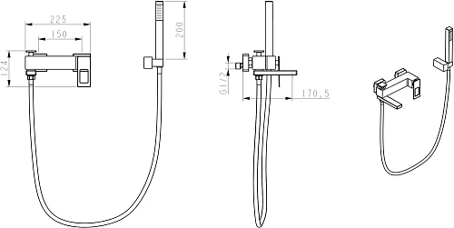 Смеситель для ванны Boheme GoldBlue 143-GUV с душем Смеситель для ванны Boheme GoldBlue 143-GUV с душем