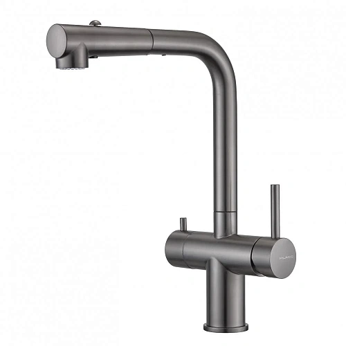 Смеситель для кухни Milacio Ultra 561 (MCU.561.GM) под фильтр, вороненая сталь с вытяжной лейкой Смеситель для кухни Milacio Ultra 561 (MCU.561.GM) под фильтр, вороненая сталь с вытяжной лейкой