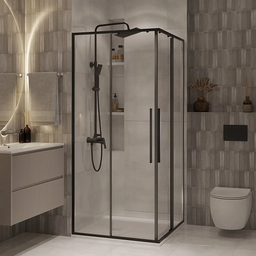 Душевой уголок Niagara Nova NG-6823-34BLACK (90x90x195) квадратная, раздвижная, черный матов., стекло прозрачное Душевой уголок Niagara Nova NG-6823-34BLACK (90x90x195) квадратная, раздвижная, черный матов., стекло прозрачное