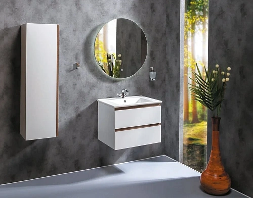 Тумба под раковину Boheme CAPOLDA 65 белая + ручка дерево 849-065-WW Тумба под раковину Boheme CAPOLDA 65 белая + ручка дерево 849-065-WW