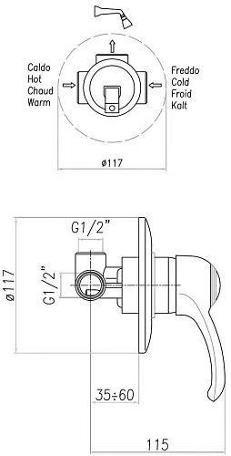 Смеситель для душа Webert Armony AU880101060, медь Смеситель для душа Webert Armony AU880101060, медь