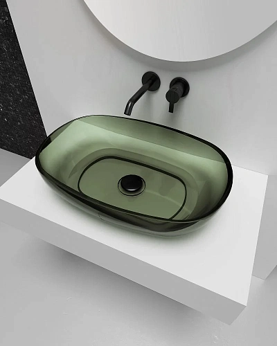 Раковина ABBER Kristall AT2805Vesuvian прозрачная, накладная, оливковая Раковина ABBER Kristall AT2805Vesuvian прозрачная, накладная, оливковая