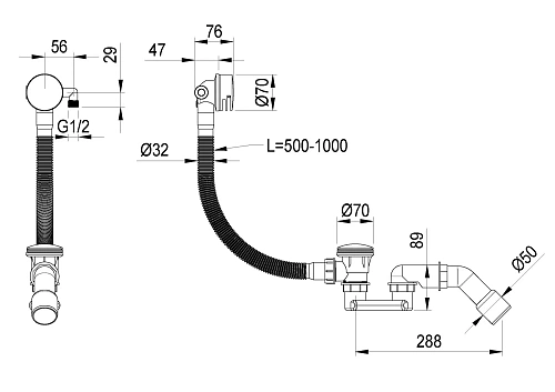 Слив-перелив Boheme 631-MG функция наполнения Matt Gold Слив-перелив Boheme 631-MG функция наполнения Matt Gold