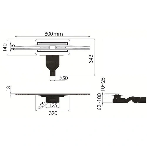 Душевой лоток BERGES SIMPEL 800, матовый хром, S-сифон D50 H60 боковой 090112 Душевой лоток BERGES SIMPEL 800, матовый хром, S-сифон D50 H60 боковой 090112