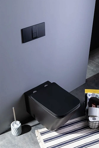 Унитаз подвесной Aquanet Rimless Tavr-W BL-103N-WHT black черный матовый TAVR-W BW с сиденьем Унитаз подвесной Aquanet Rimless Tavr-W BL-103N-WHT black черный матовый TAVR-W BW с сиденьем