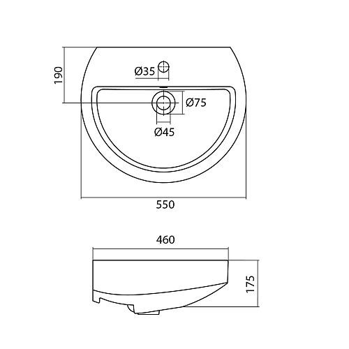 Раковина Santek Аллегро 55 1WH301952 1.WH30.1.952 Раковина Santek Аллегро 55 1WH301952 1.WH30.1.952
