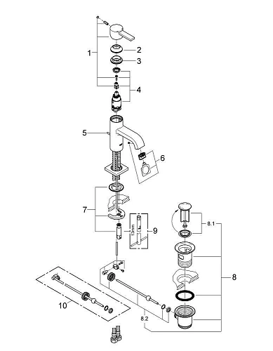 Смеситель для раковины GROHE Allure с донным клапаном, уменьшенный, хром (32757000) Смеситель для раковины GROHE Allure с донным клапаном, уменьшенный, хром (32757000)