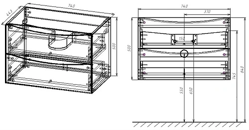 Тумба под раковину Vincea Mia 750 подвесная, 2 выкатных ящика soft close, Beton VMC-2MA750BT Тумба под раковину Vincea Mia 750 подвесная, 2 выкатных ящика soft close, Beton VMC-2MA750BT