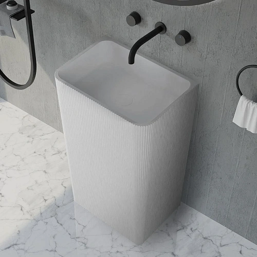 Раковина ABBER Stein AS2505-H отдельностоящая, белая матовая Раковина ABBER Stein AS2505-H отдельностоящая, белая матовая