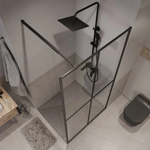 Душевая перегородка Niagara Nova NG-686-90BLACK (90x195) черный матовый, стекло прозрачное с рисунком Душевая перегородка Niagara Nova NG-686-90BLACK (90x195) черный матовый, стекло прозрачное с рисунком