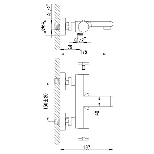 Смеситель для ванны Lemark Yeti LM7832C, термостатический, хром Смеситель для ванны Lemark Yeti LM7832C, термостатический, хром