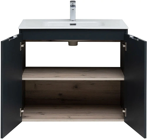 Тумба под раковину Aquanet Алвита New 80 2 дверцы, антрацит 00277527 Тумба под раковину Aquanet Алвита New 80 2 дверцы, антрацит 00277527