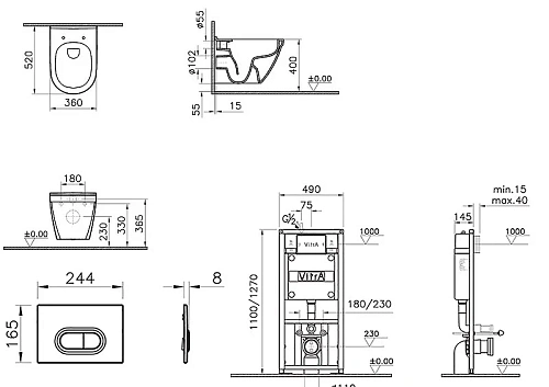 Комплект унитаза с инсталляцией Vitra S50 9003B003-7201 сиденье микролифт, клавиша смыва хром Комплект унитаза с инсталляцией Vitra S50 9003B003-7201 сиденье микролифт, клавиша смыва хром