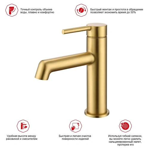 Смеситель для раковины Raglo R20.10.03, золотой сатин Смеситель для раковины Raglo R20.10.03, золотой сатин