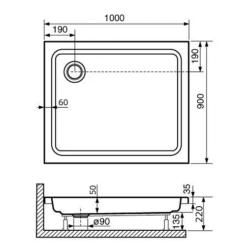 Душевой поддон RGW Acryl STYLE 900x1000 мм 16180290-11 прямоугольный белый Душевой поддон RGW Acryl STYLE 900x1000 мм 16180290-11 прямоугольный белый