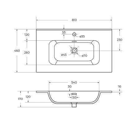 Раковина CEZARES CZR-8095-80 белый 810x460 керамика Раковина CEZARES CZR-8095-80 белый 810x460 керамика