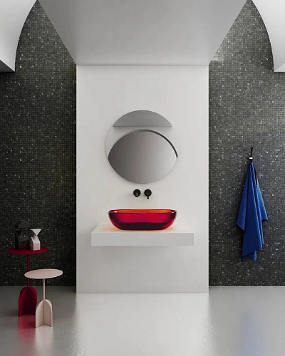 Раковина ABBER Kristall AT2805Rubin накладная, прозрачная, красная Раковина ABBER Kristall AT2805Rubin накладная, прозрачная, красная