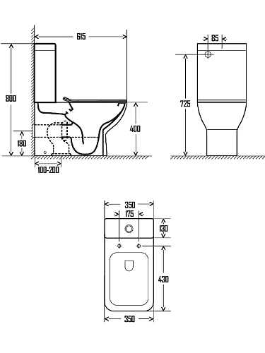 Чаша напольного унитаза AQUAme Rimless AQM1004 с сиденьем SoftClose, горизонтальный выпуск 615x350x4 Чаша напольного унитаза AQUAme Rimless AQM1004 с сиденьем SoftClose, горизонтальный выпуск 615x350x4
