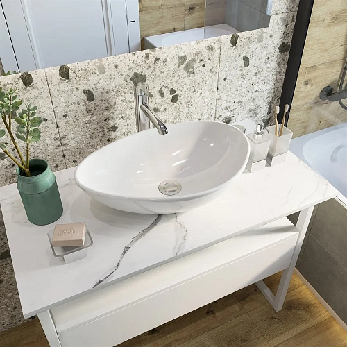 Комплект мебели DIWO Элиста 100 белая с раковиной Moduo 55 Leaf 567780 Комплект мебели DIWO Элиста 100 белая с раковиной Moduo 55 Leaf 567780