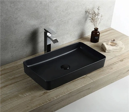 Раковина CeramaLux 9396 MB накладная, черный матовый Раковина CeramaLux 9396 MB накладная, черный матовый