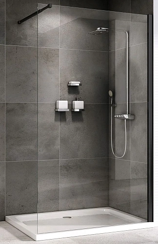 Душевая перегородка ABBER Immer Offen AG61120B8 120 см универсальная, профиль черный, стекло прозрачное Душевая перегородка ABBER Immer Offen AG61120B8 120 см универсальная, профиль черный, стекло прозрачное